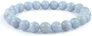 BLUELACE AGATE beaded Bracelet Stretch Elastic, Stretchy Stones Bracelets Energy Jewelry Powerful Defender Spiritual Healing Chakra Balance size