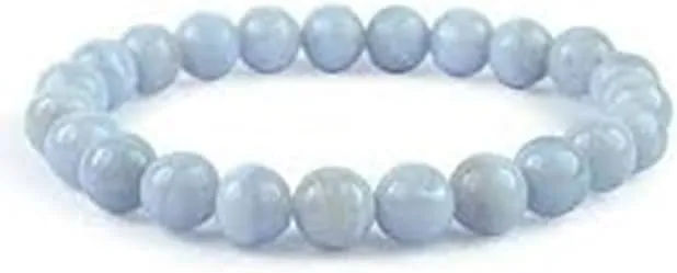 BLUELACE AGATE beaded Bracelet Stretch Elastic, Stretchy Stones Bracelets Energy Jewelry Powerful Defender Spiritual Healing Chakra Balance size