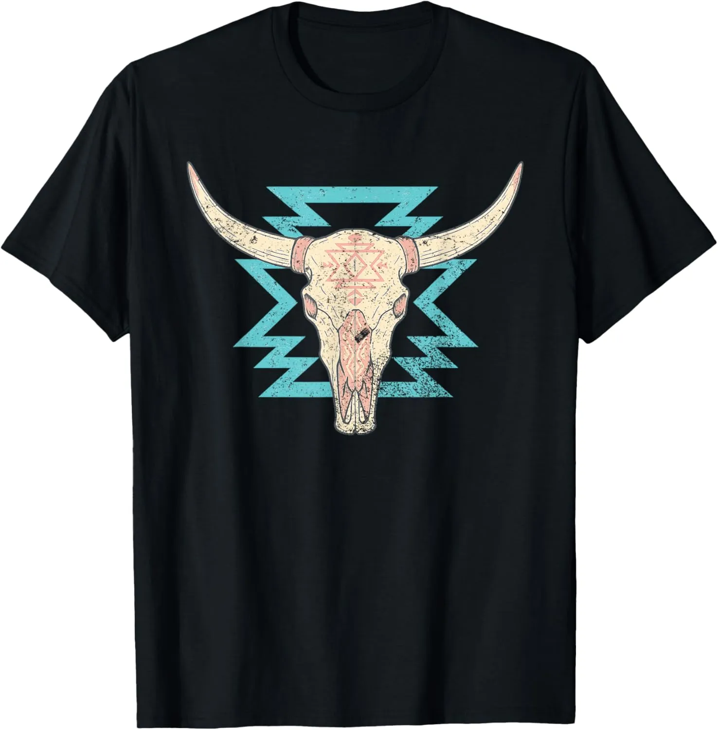 Boho Cow Skull Bull Women Cowgirl Vintage Country Girl T-Shirt