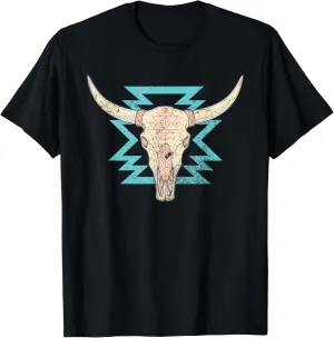 Boho Cow Skull Bull Women Cowgirl Vintage Country Girl T-Shirt