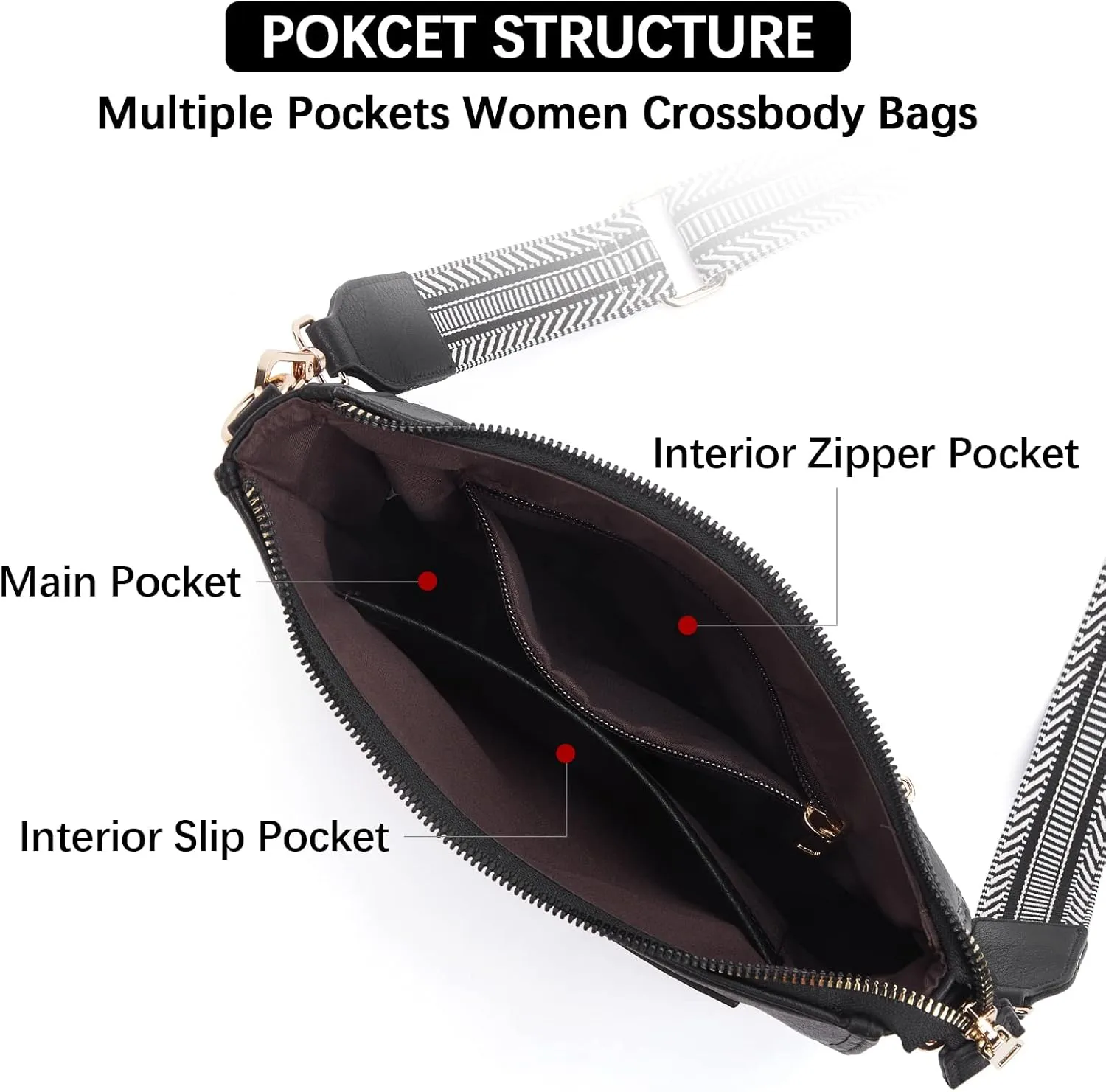 BOSTANTEN Crossbody Bags for Women Trendy Vegan Leather Hobo Handbags Fashion Shoulder Purse with Adjustable Guitar Strap