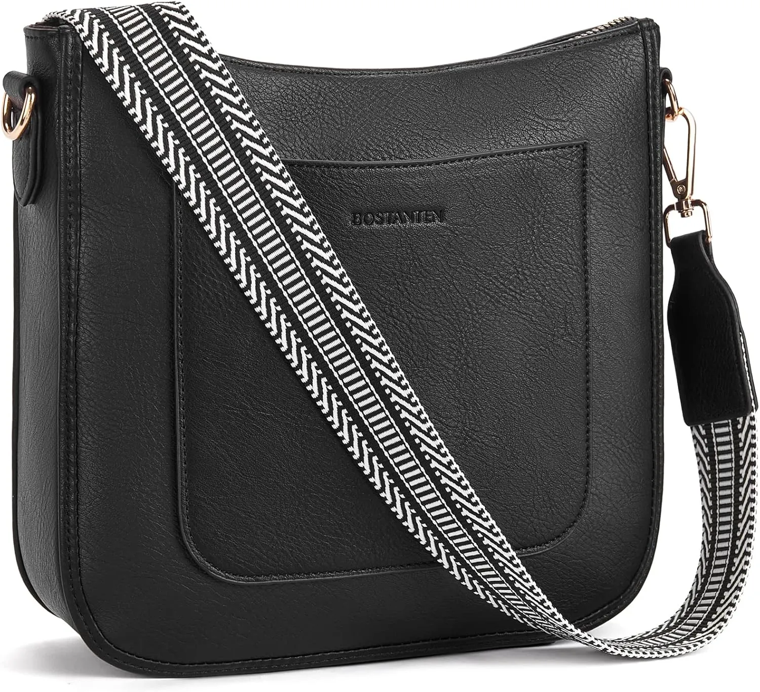 BOSTANTEN Crossbody Bags for Women Trendy Vegan Leather Hobo Handbags Fashion Shoulder Purse with Adjustable Guitar Strap