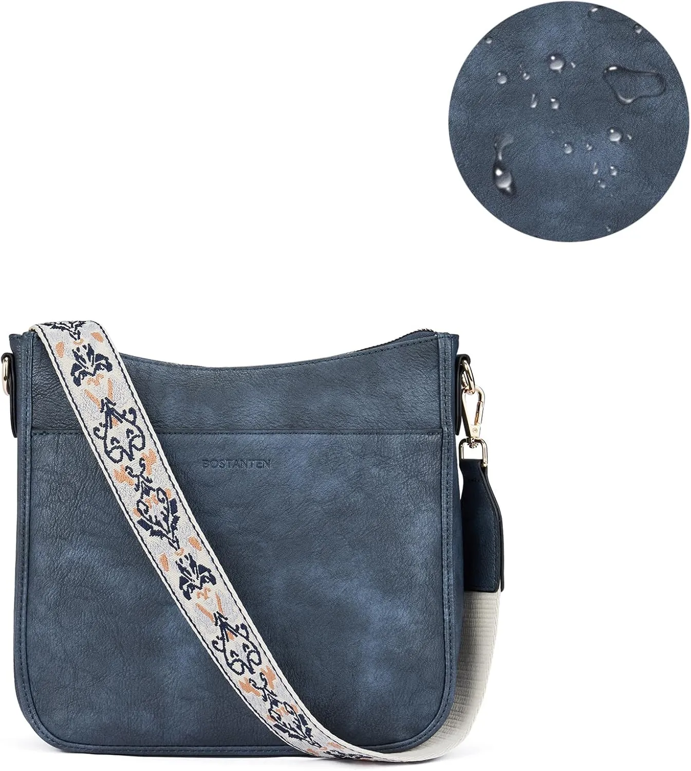 BOSTANTEN Crossbody Bags for Women Trendy Vegan Leather Hobo Purses Shoulder Handbags With Wide Shoulder Strap
