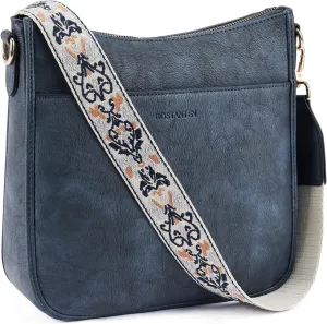 BOSTANTEN Crossbody Bags for Women Trendy Vegan Leather Hobo Purses Shoulder Handbags With Wide Shoulder Strap