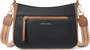 BOSTANTEN Crossbody Bags for Women Vegan Leather Hobo Purses Shoulder Handbags with Detachable Guitar Strap