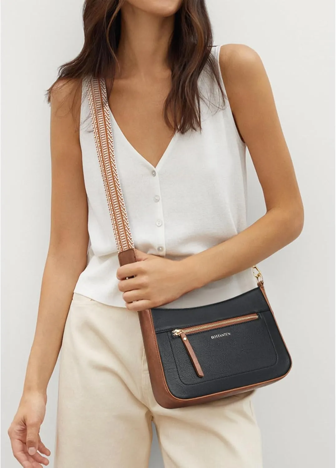BOSTANTEN Crossbody Bags for Women Vegan Leather Hobo Purses Shoulder Handbags with Detachable Guitar Strap