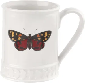 Botanic Garden Harmony Collection Embossed Tankard - Scarlet Butterfly | 16 Ounce Mug for Tea, Coffee, Hot and Cold Drinks | Made of Fine Earthenware in the UK