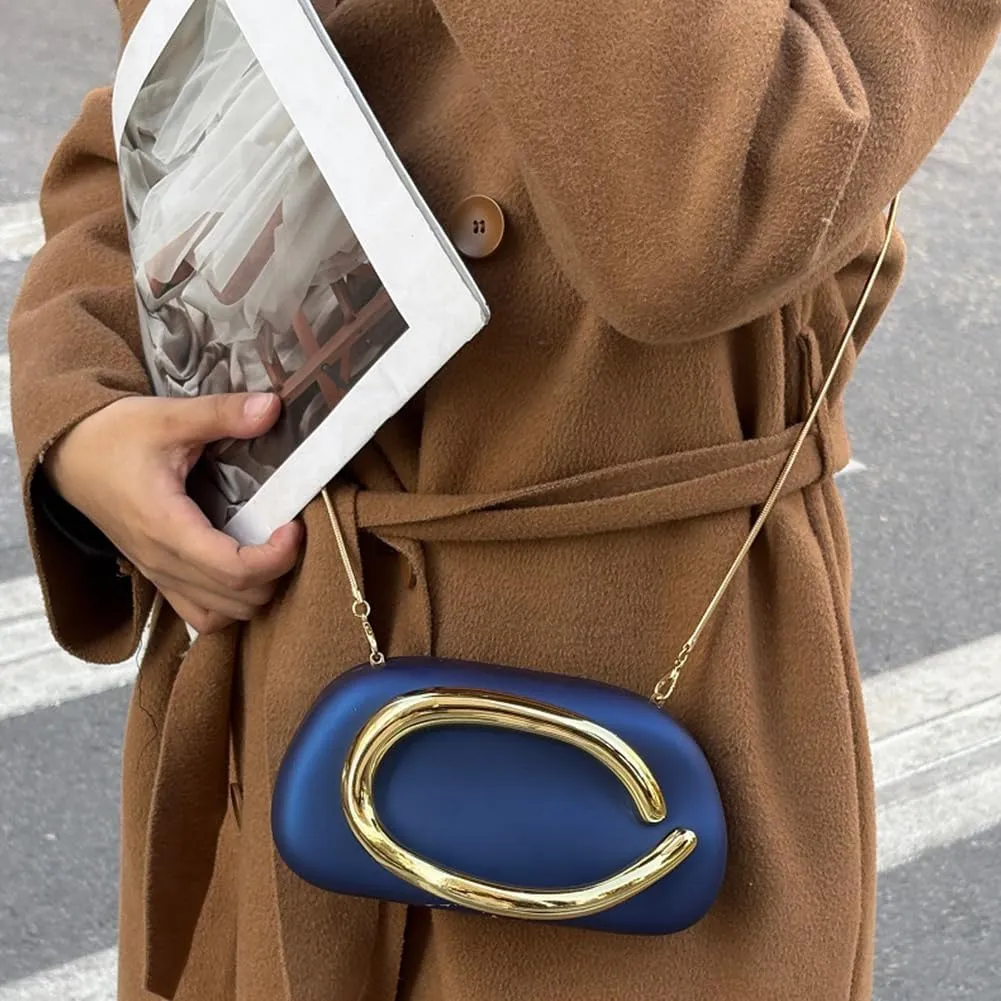 Box Clutch Purses for Women,Shell Evening Bag Gold Metal Handle PU Leather Clutch Chain Crossbody for Wedding 2025