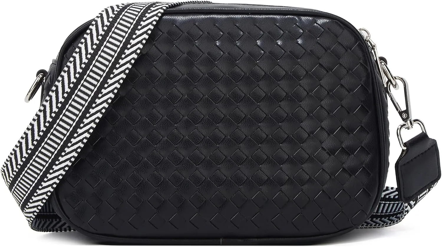 BOYATU Woven Crossbody Bag for Women: Vegan Leather Purse - Small Shoulder Bags for Ladies - Trendy Purses with Wide Strap