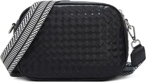 BOYATU Woven Crossbody Bag for Women: Vegan Leather Purse - Small Shoulder Bags for Ladies - Trendy Purses with Wide Strap