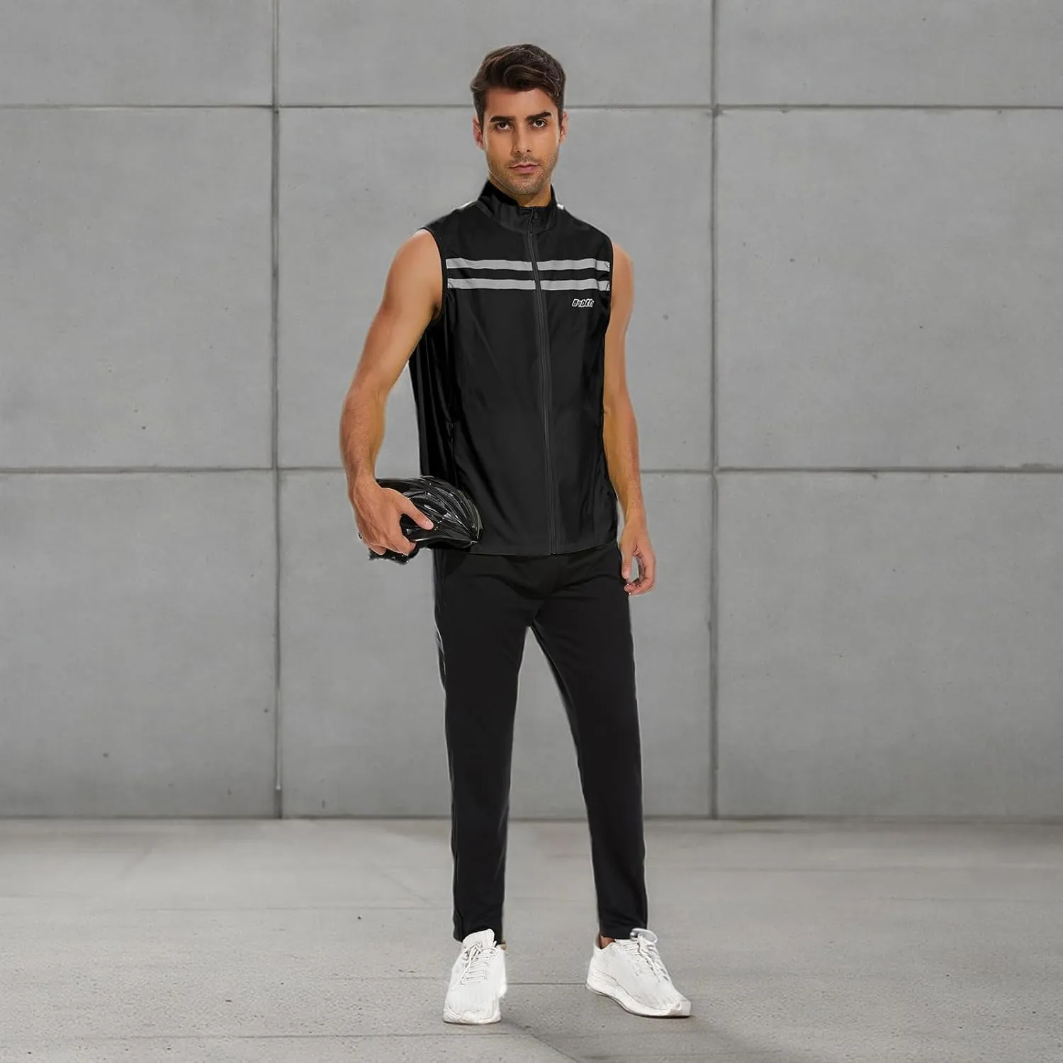 bpbtti Men's Hi-Viz Safety Running Cycling Vest Sleeveless Windbreaker vests- Windproof and Reflective