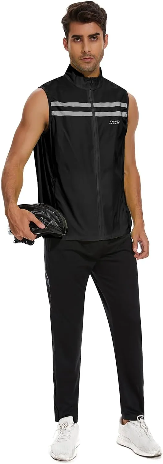 bpbtti Men's Hi-Viz Safety Running Cycling Vest Sleeveless Windbreaker vests- Windproof and Reflective