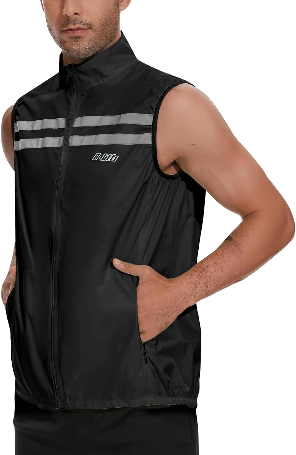 bpbtti Men's Hi-Viz Safety Running Cycling Vest Sleeveless Windbreaker vests- Windproof and Reflective
