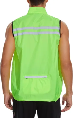 bpbtti Men's Hi-Viz Safety Running Cycling Vest Sleeveless Windbreaker vests- Windproof and Reflective