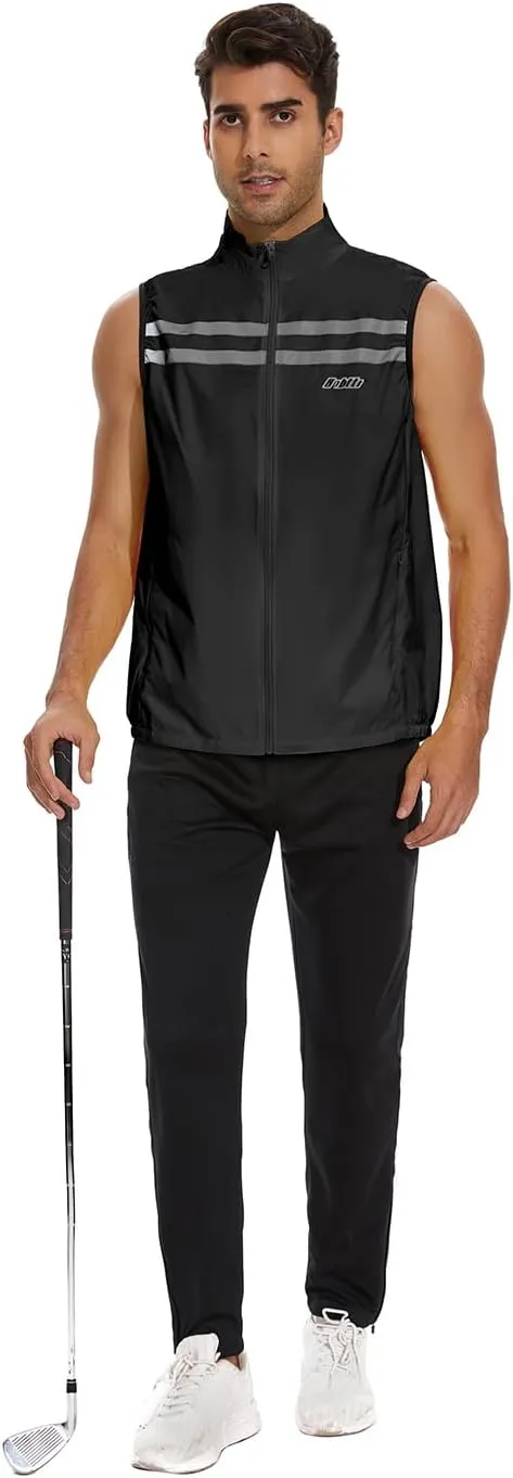 bpbtti Men's Hi-Viz Safety Running Cycling Vest Sleeveless Windbreaker vests- Windproof and Reflective