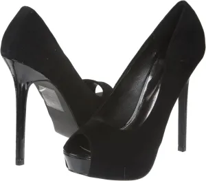 Breckelle's Women's High Heel Suede Platform Open Toe Pumps