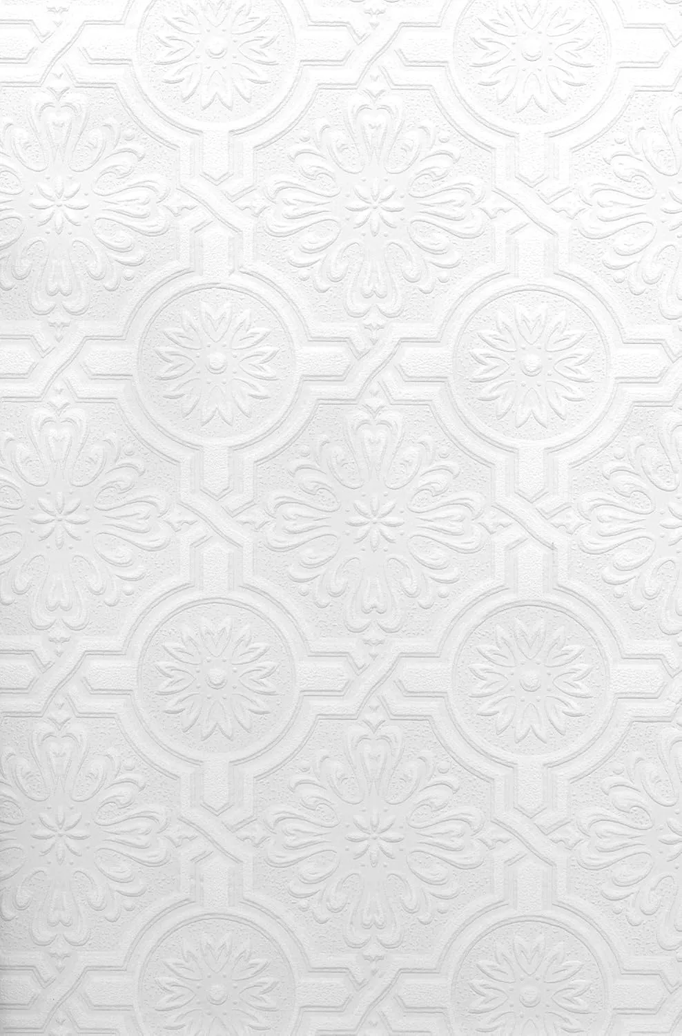 Brewster 497-32817 Nazareth Ornate Tiles Paintable Wallpaper, White