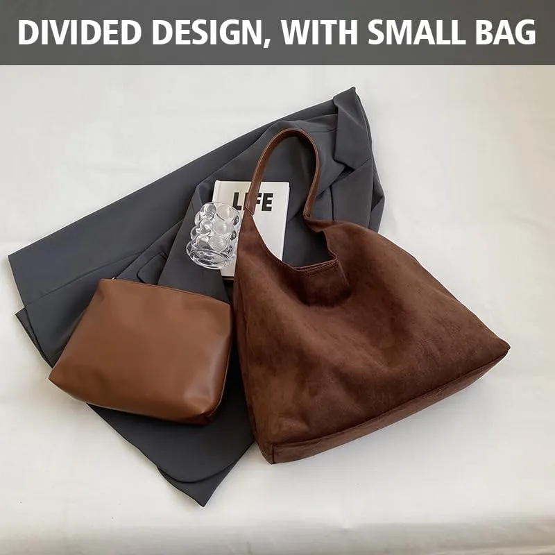 Brown Suede Bags for Women 2024 New Brown Suede Tote Bag for Women Suede Bag Brown Suede Purse Bag