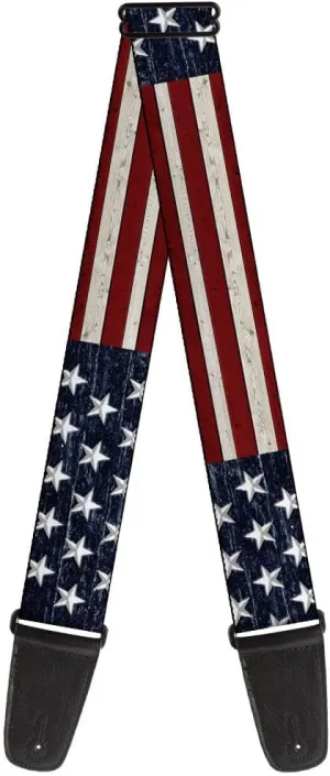 Buckle-Down Guitar Strap, Americana Rustic Stars Stripes, 2 Inches Wide