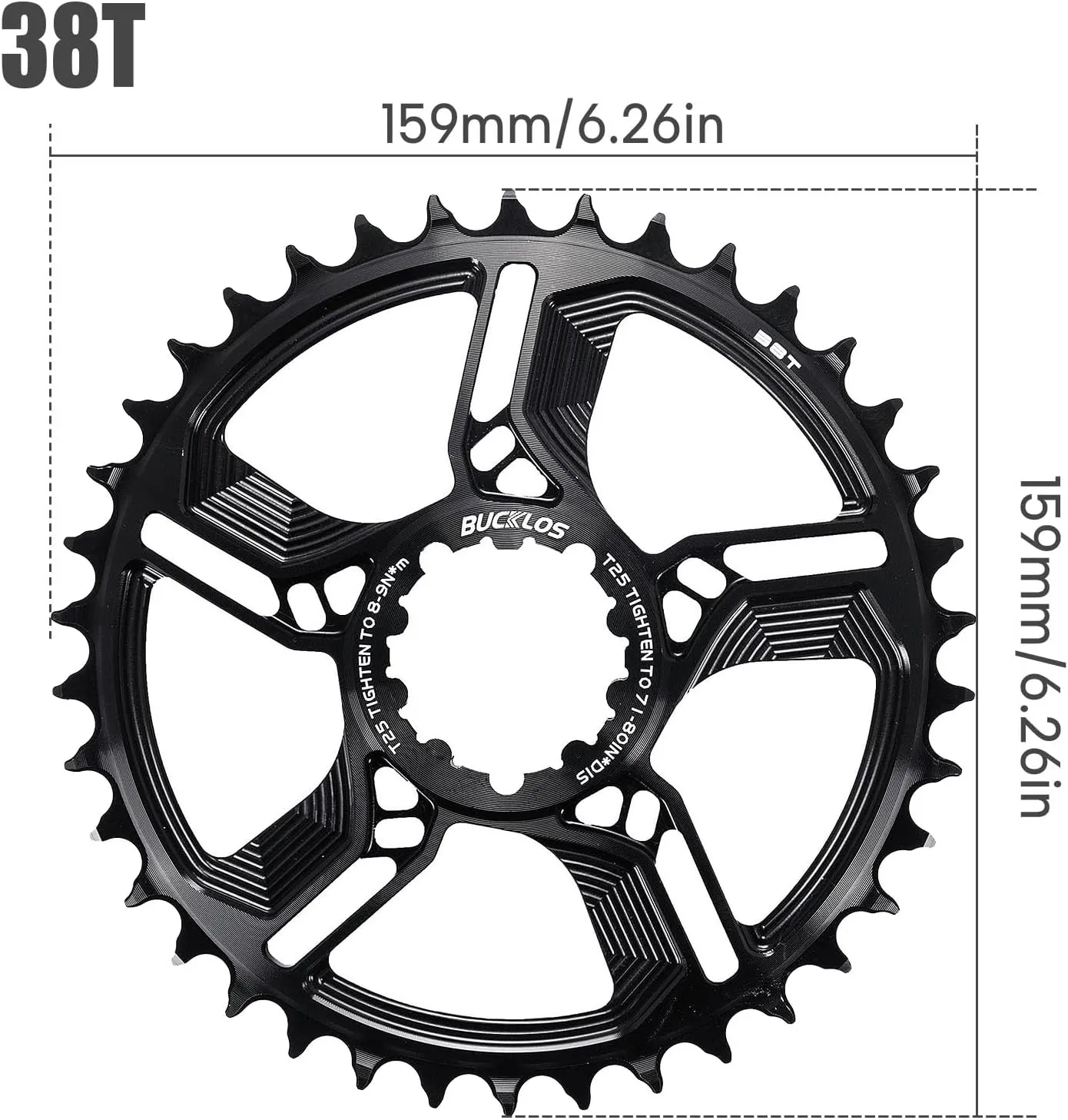 BUCKLOS Mountain Bike Chainring 32T 34T 36T 38T Single Speed 3-Bolt 7075 CNC Aluminium MTB Narrow Wide Ultralight Chainring for SRAM GX NX SX X3 X4 X7 X01 XX1