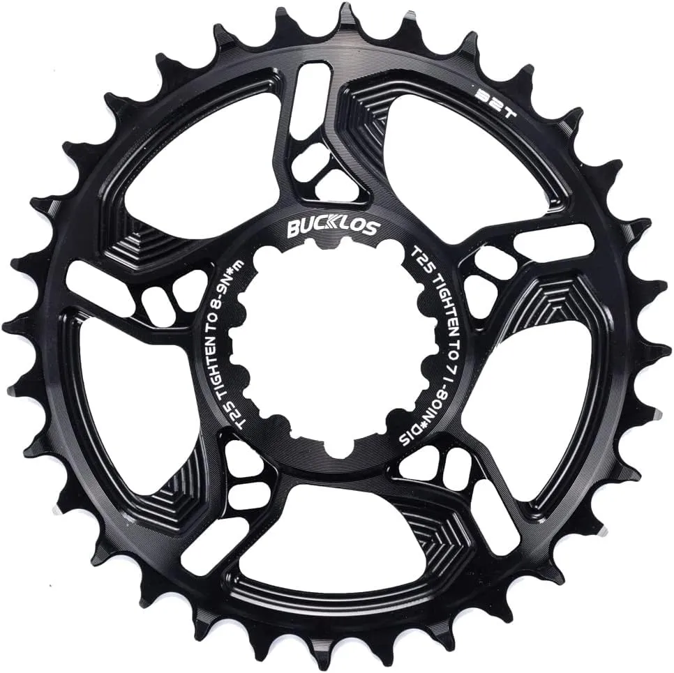 BUCKLOS Mountain Bike Chainring 32T 34T 36T 38T Single Speed 3-Bolt 7075 CNC Aluminium MTB Narrow Wide Ultralight Chainring for SRAM GX NX SX X3 X4 X7 X01 XX1