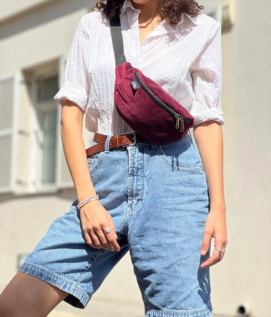 Burgundy Velvet 'Ronnie' Fanny Pack