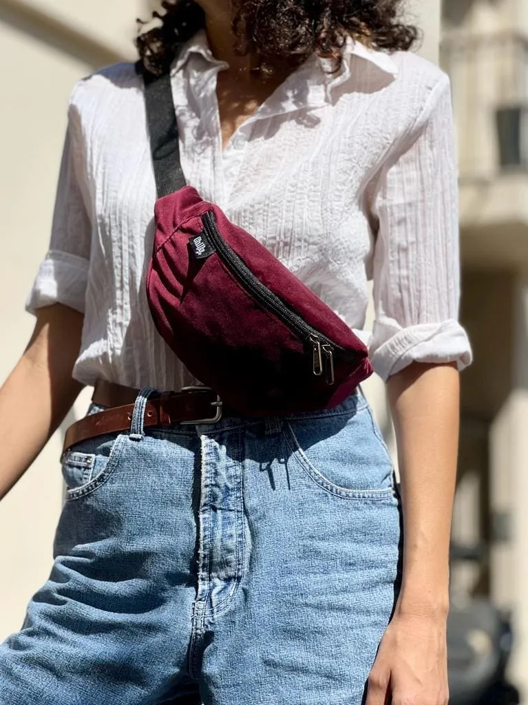 Burgundy Velvet 'Ronnie' Fanny Pack