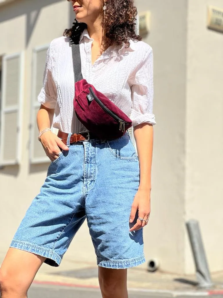 Burgundy Velvet 'Ronnie' Fanny Pack