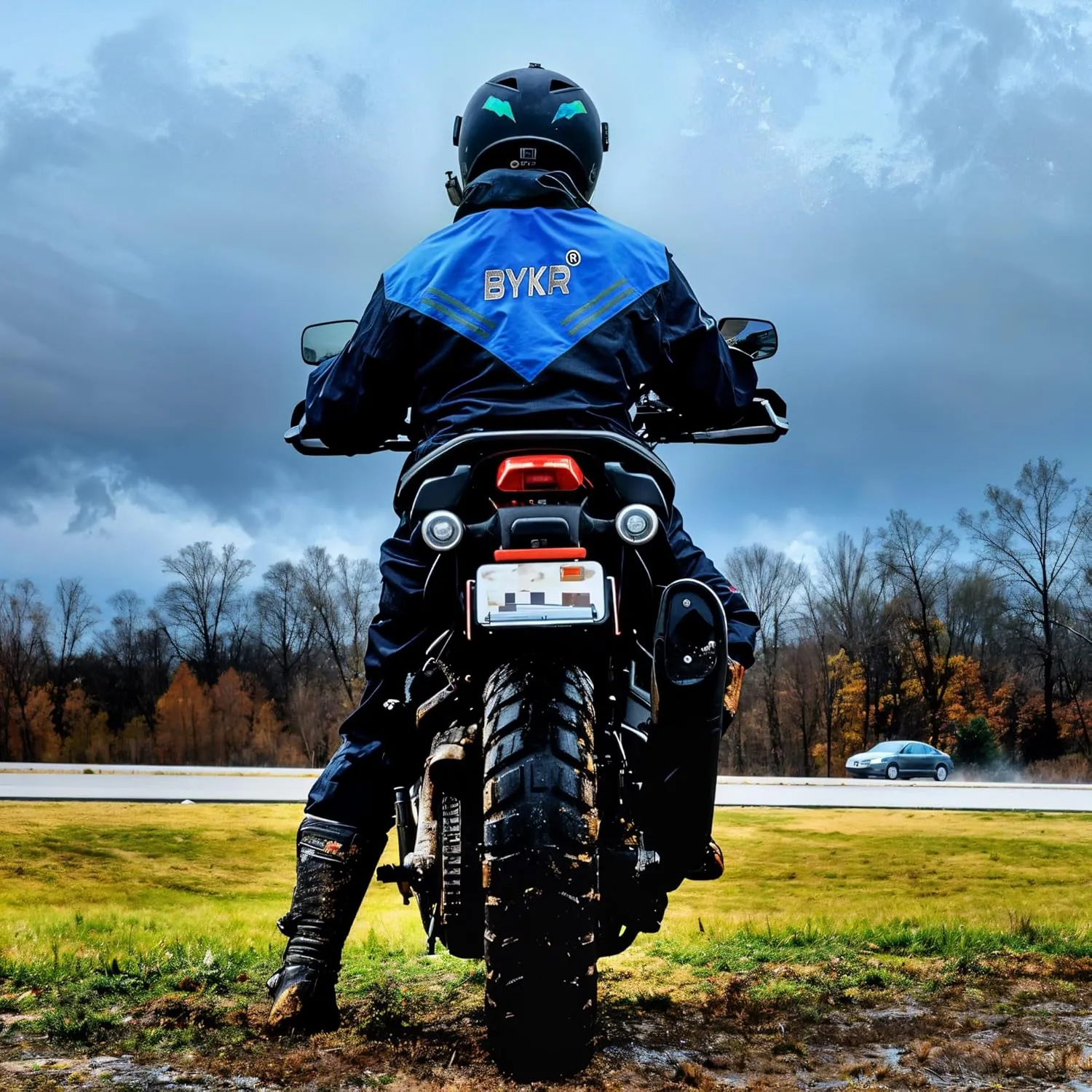 BYKR Waterproof Outdoors Motorcycle Rain Suits for Men & Women Cycling 2-Piece Breathable & Windproof Wet Weather Protection