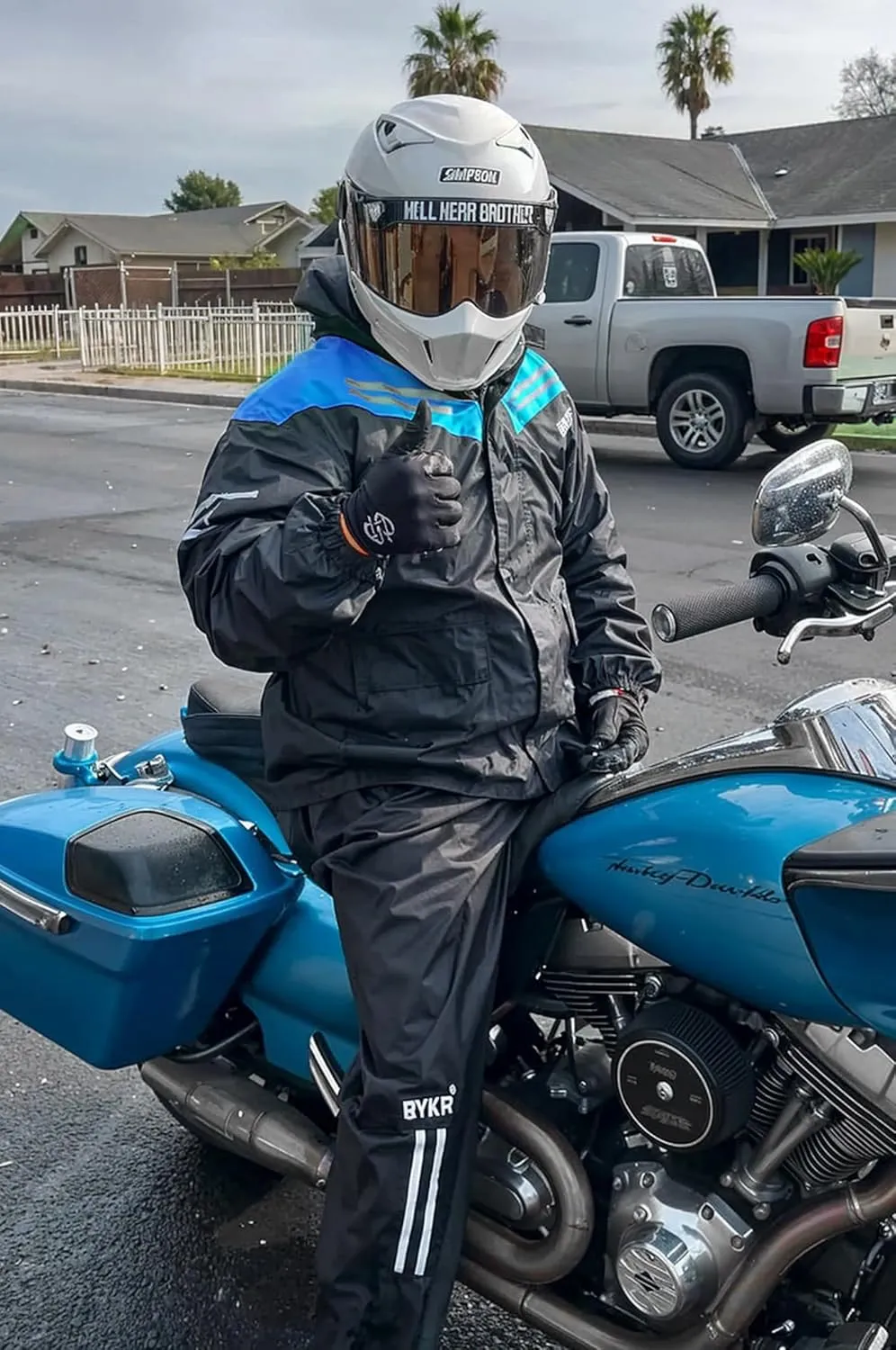 BYKR Waterproof Outdoors Motorcycle Rain Suits for Men & Women Cycling 2-Piece Breathable & Windproof Wet Weather Protection