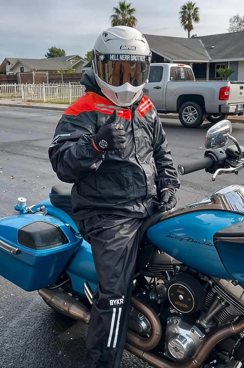 BYKR Waterproof Outdoors Motorcycle Rain Suits for Men & Women Cycling 2-Piece Breathable & Windproof Wet Weather Protection