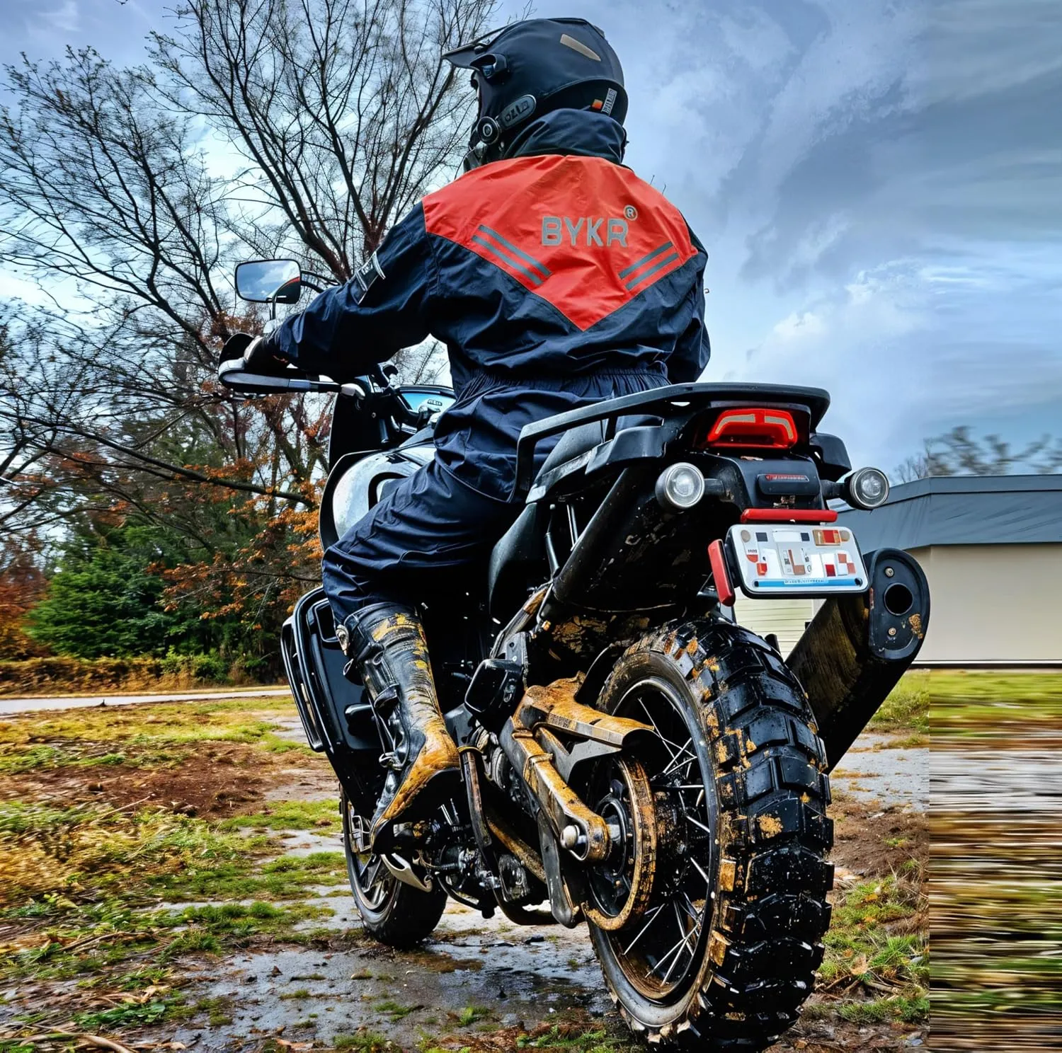 BYKR Waterproof Outdoors Motorcycle Rain Suits for Men & Women Cycling 2-Piece Breathable & Windproof Wet Weather Protection