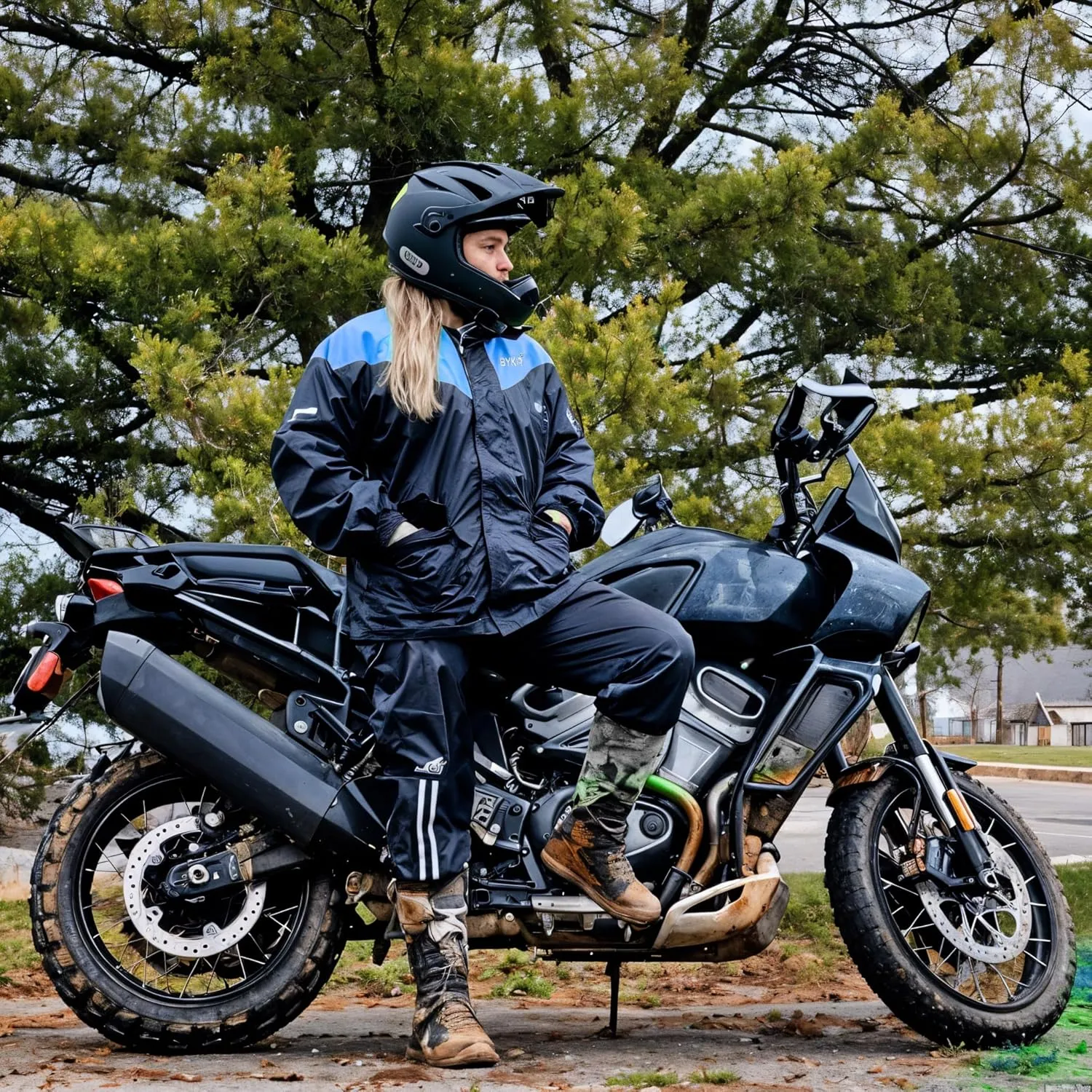 BYKR Waterproof Outdoors Motorcycle Rain Suits for Men & Women Cycling 2-Piece Breathable & Windproof Wet Weather Protection