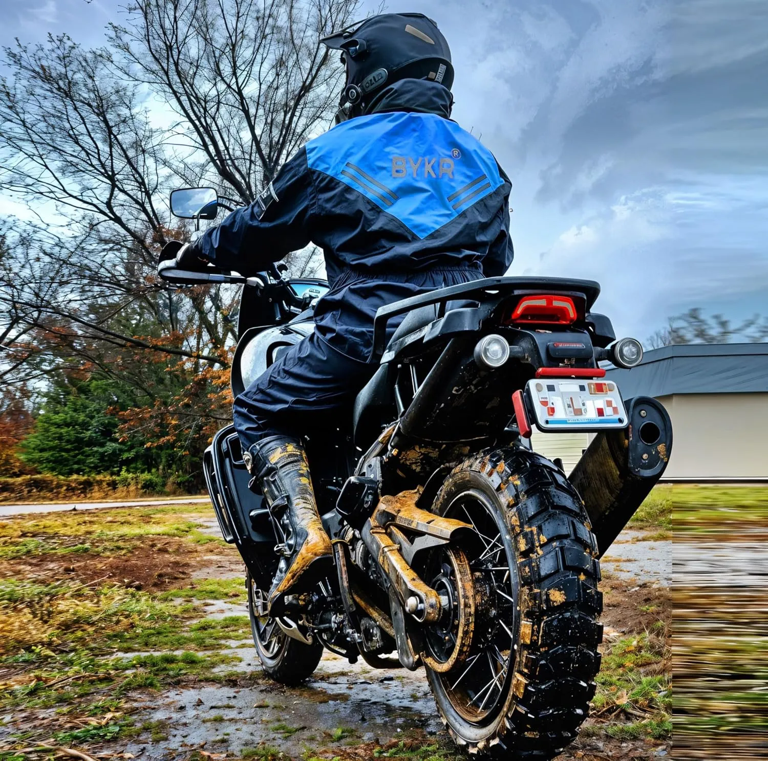 BYKR Waterproof Outdoors Motorcycle Rain Suits for Men & Women Cycling 2-Piece Breathable & Windproof Wet Weather Protection
