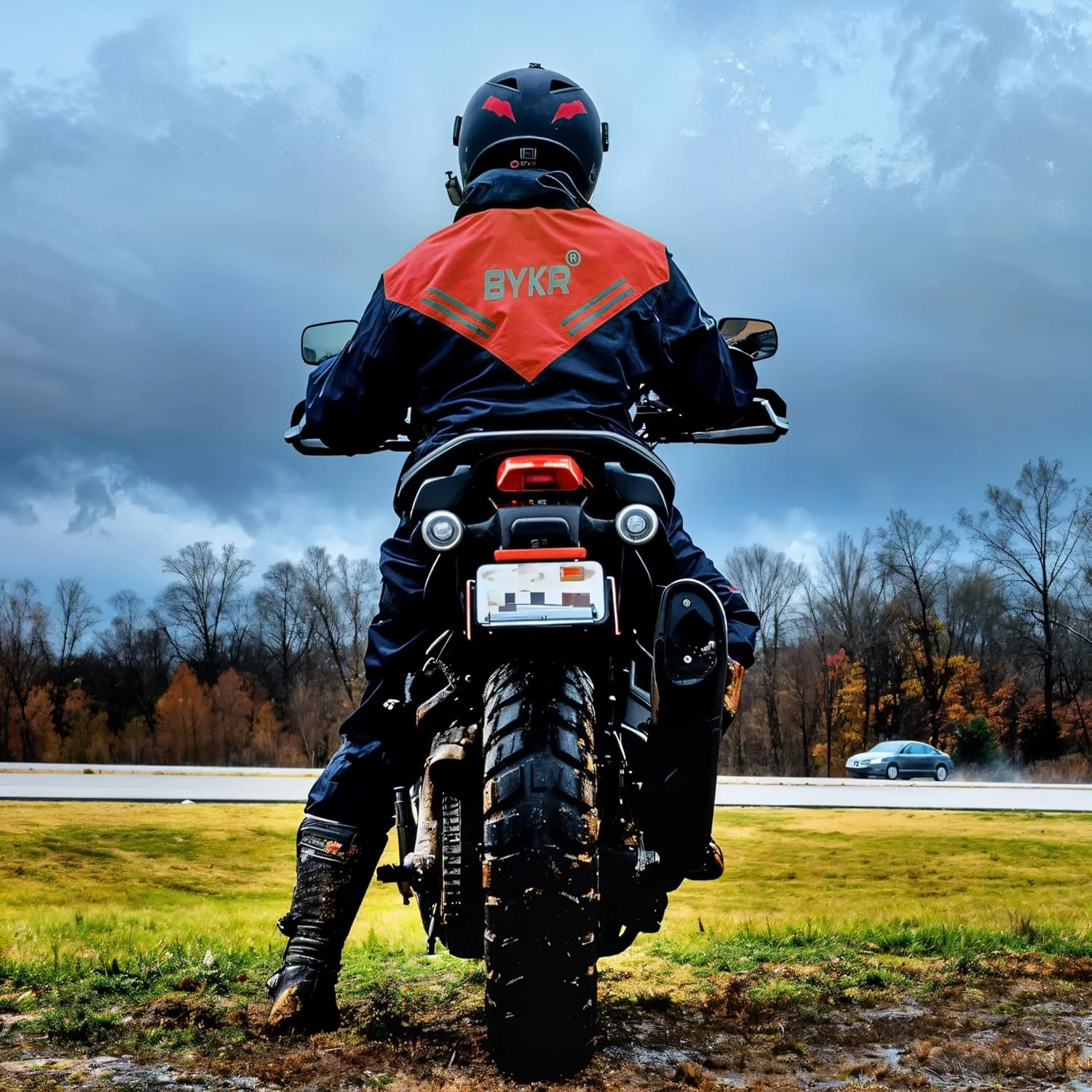 BYKR Waterproof Outdoors Motorcycle Rain Suits for Men & Women Cycling 2-Piece Breathable & Windproof Wet Weather Protection