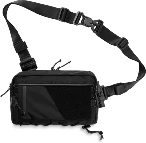 Cache L6 EDC Modular Sling Bag, Lightweight Crossbody Shoulder Bag, Travel Chest Bag, Shoulder Daypack for Everyday Carry, Casual Travel, Hiking, and Outdoor Sports （CORDURA Black）