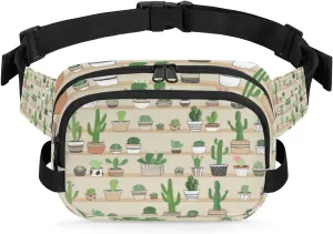 Cactus Shelf Fanny Pack for Men Women Waterproof Belt Bag Cross Body Sling Bag with Adjustable Strap Fashion Waist Bag for Travel Running Hiking Workout Shoulder Bag