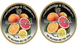 Cambridge & Thames, Made in Germany, Citrus Fruit Candy, 7oz Tin 2-Pack