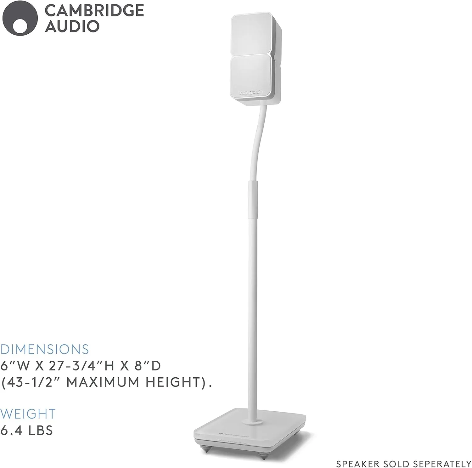 Cambridge Audio Minx 600P Adjustable Speaker Stands | Adjusts from 27.75-inch to 43.5-inch | White (Pair)