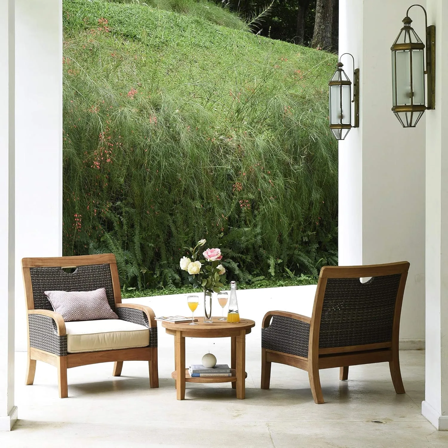 Cambridge Casual Arie Wood Patio Side Table, Plantation Teak, 24 Inch/Natural Teak