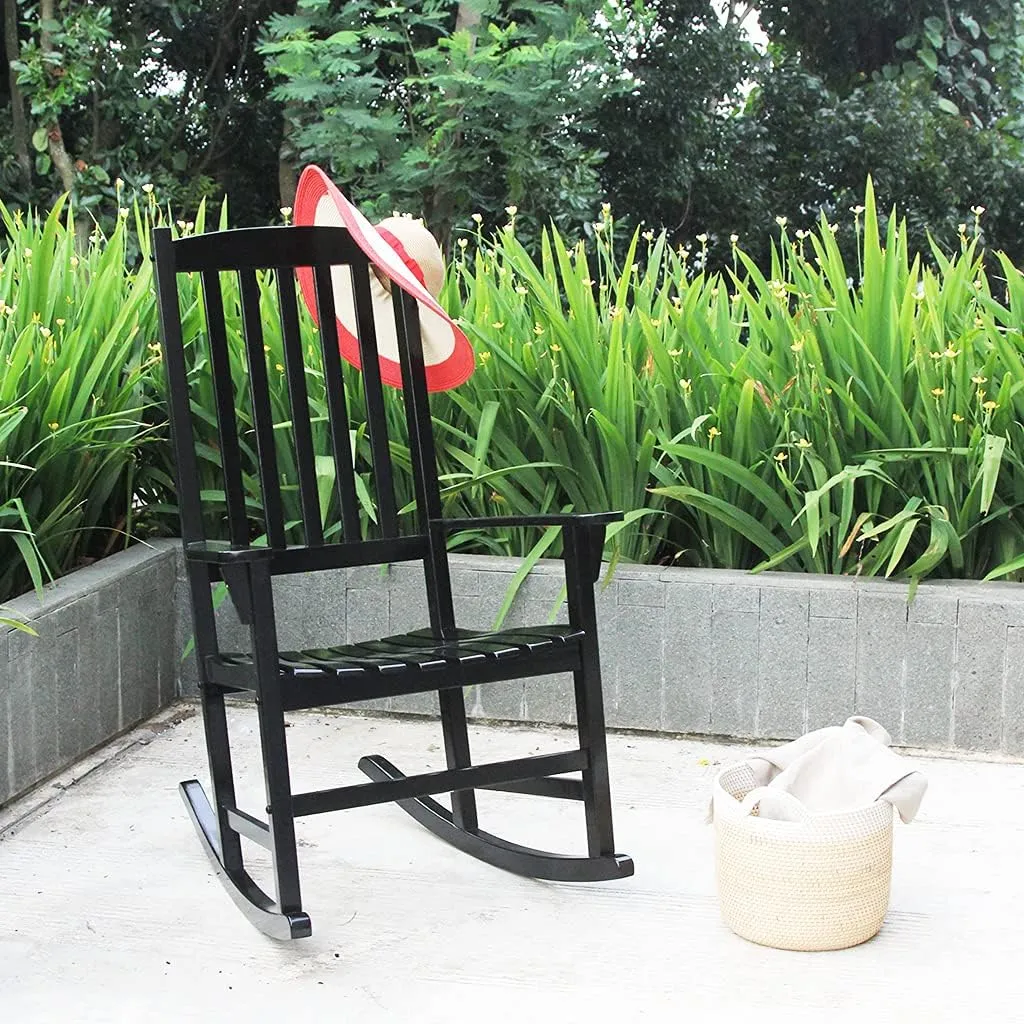 Cambridge Casual Solid Wood Bentley Porch Rocking Chair, Black
