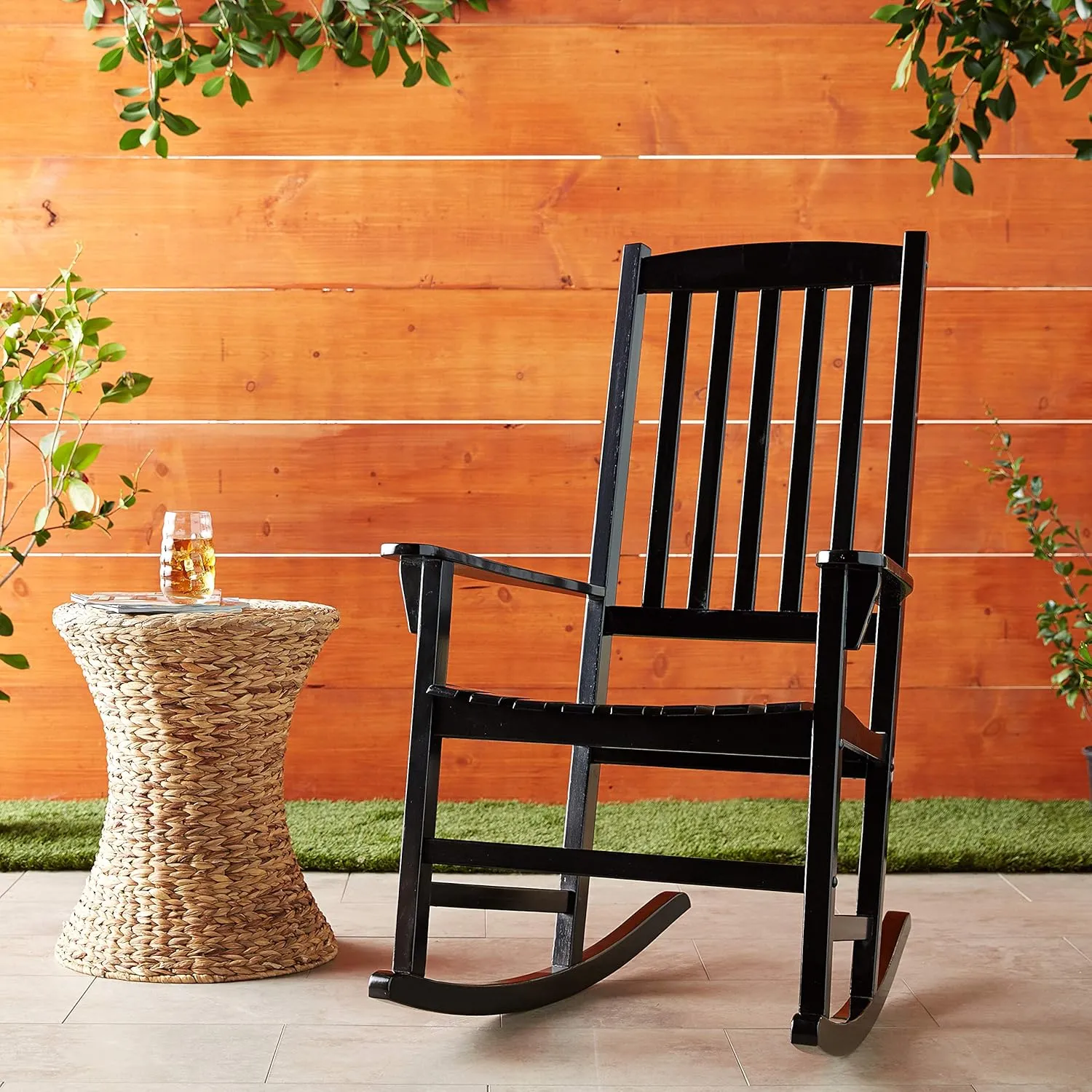 Cambridge Casual Solid Wood Bentley Porch Rocking Chair, Black