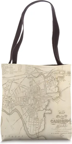 Cambridge MA Vintage Map Tote Bag