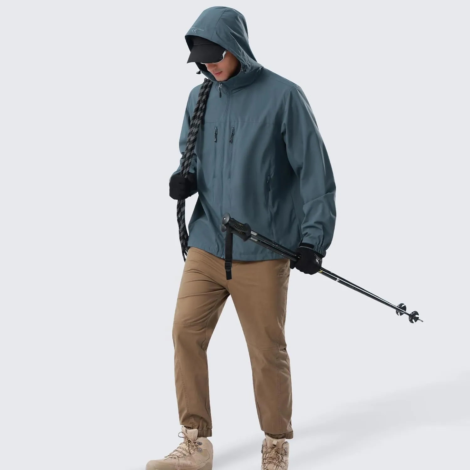CAMEL CROWN Men's Waterproof Softshell Jacket Lightweight Windbreaker Hooded Rain Coat For Outdoor Hiking