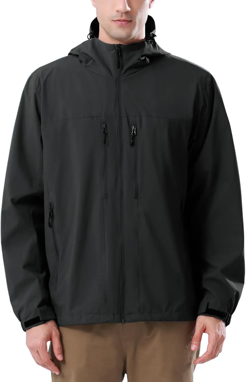 CAMEL CROWN Men's Waterproof Softshell Jacket Lightweight Windbreaker Hooded Rain Coat For Outdoor Hiking