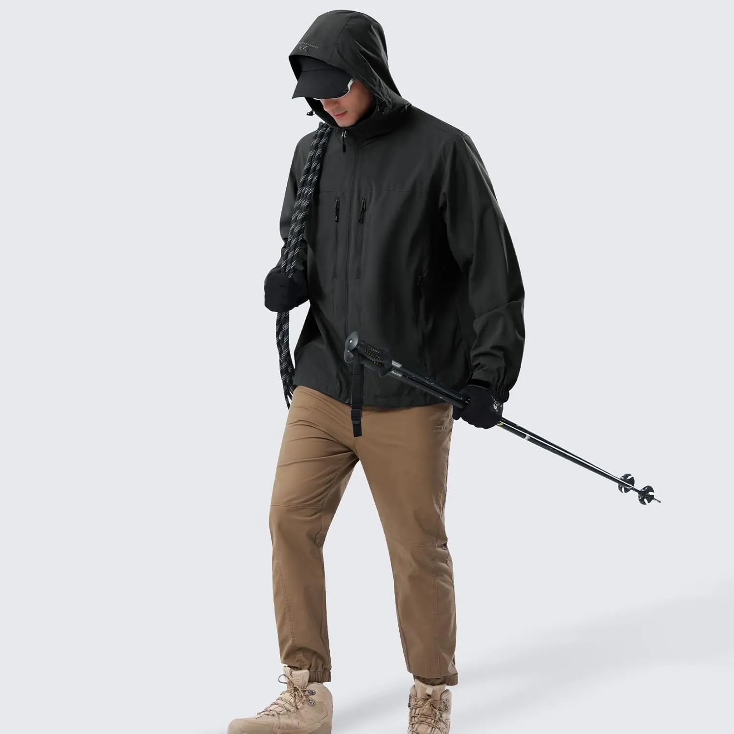 CAMEL CROWN Men's Waterproof Softshell Jacket Lightweight Windbreaker Hooded Rain Coat For Outdoor Hiking