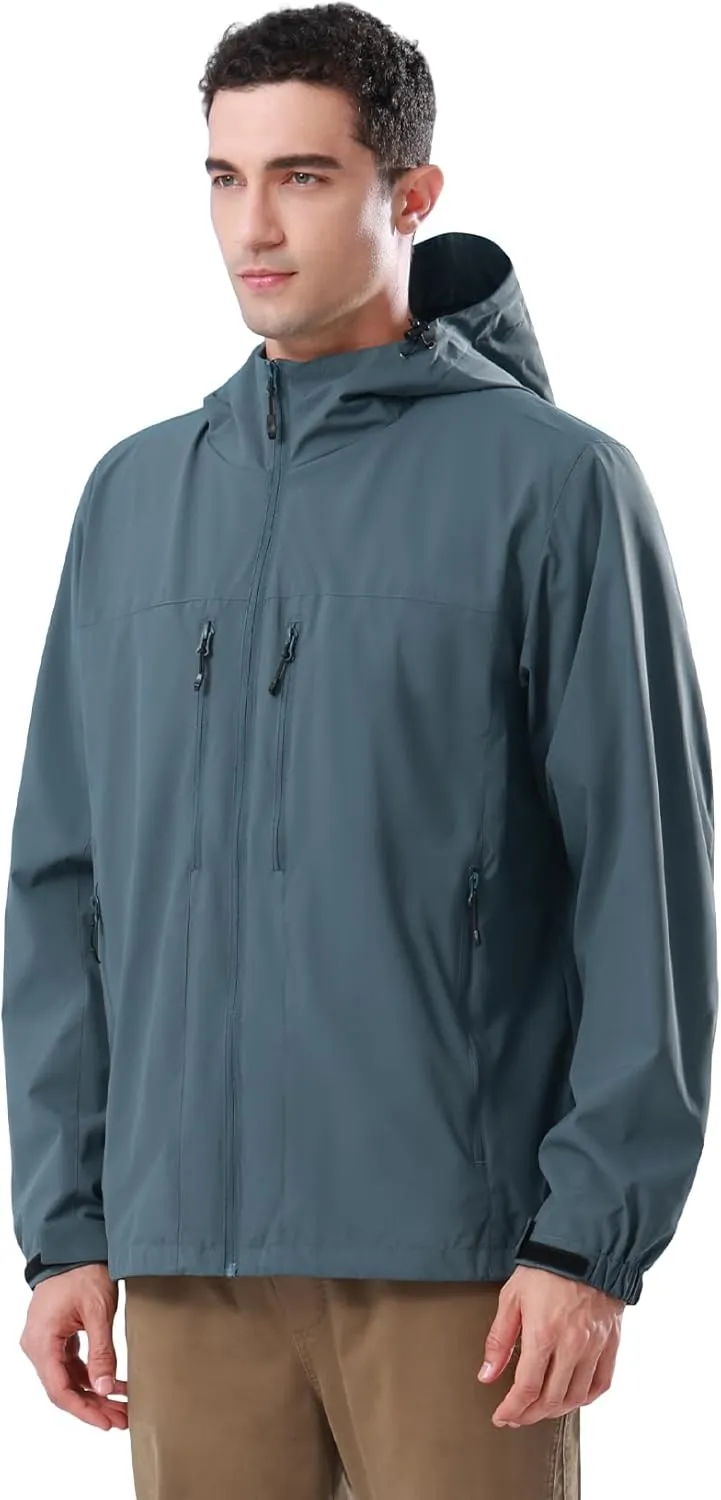CAMEL CROWN Men's Waterproof Softshell Jacket Lightweight Windbreaker Hooded Rain Coat For Outdoor Hiking