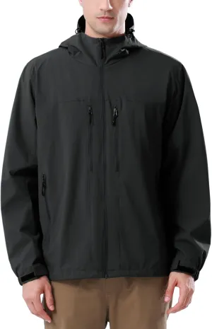CAMEL CROWN Men's Waterproof Softshell Jacket Lightweight Windbreaker Hooded Rain Coat For Outdoor Hiking