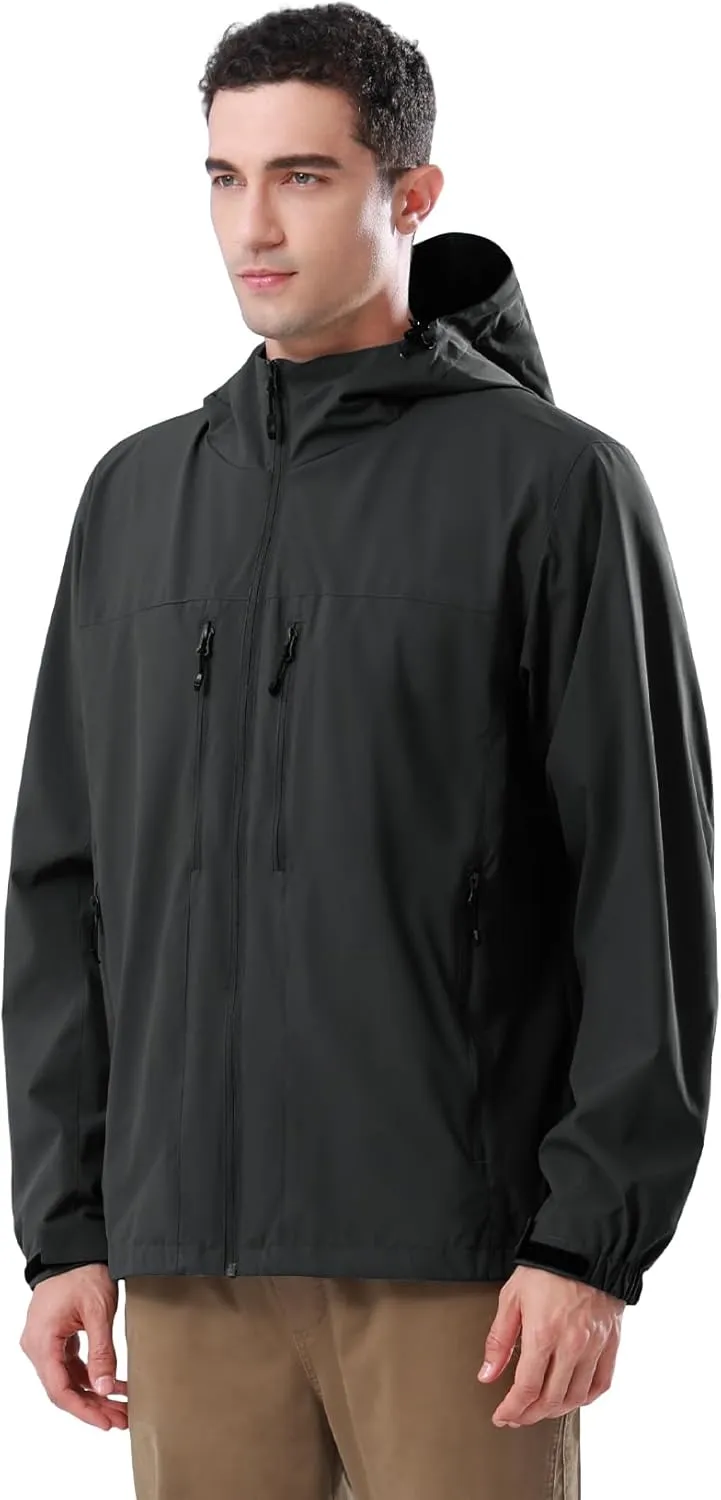 CAMEL CROWN Men's Waterproof Softshell Jacket Lightweight Windbreaker Hooded Rain Coat For Outdoor Hiking