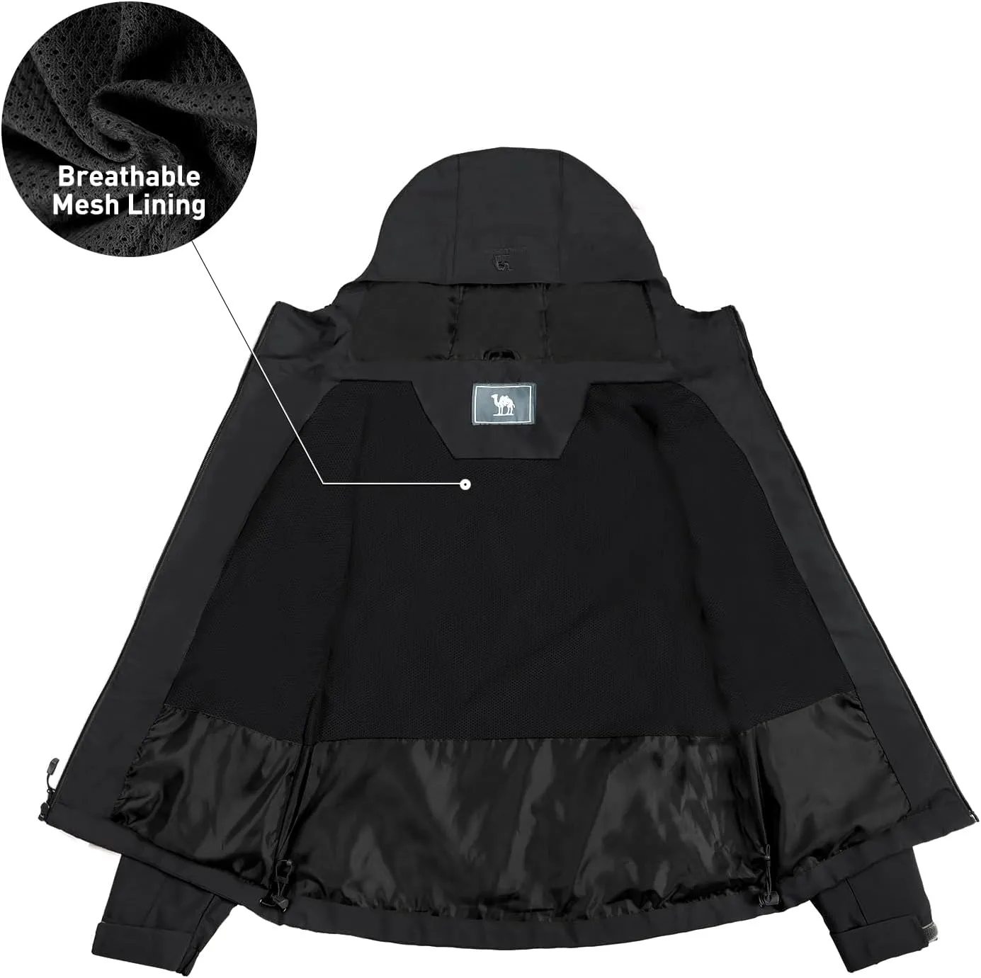 CAMEL CROWN Women's Waterproof Windbreaker Jacket, Lightweight Wind-Resistant Hiking Coat